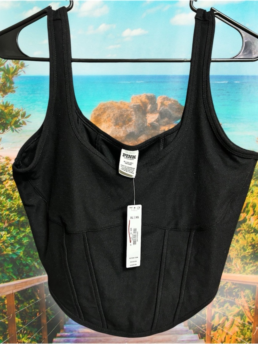 PINK Victoria's Secret Black Cropped Tank Top